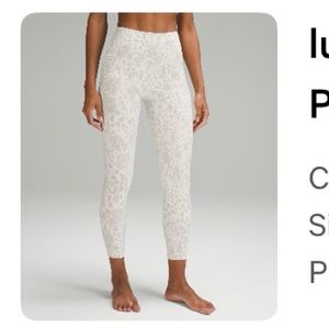 lululemon Align High-Rise Pant 25" size 4. Cheetah Camo Antique White Multi